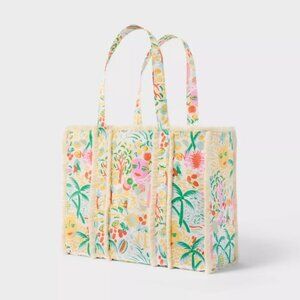 NWT Vacation Fringe Canvas Tote Bag Yellow/Green - Roller Rabbit x Target